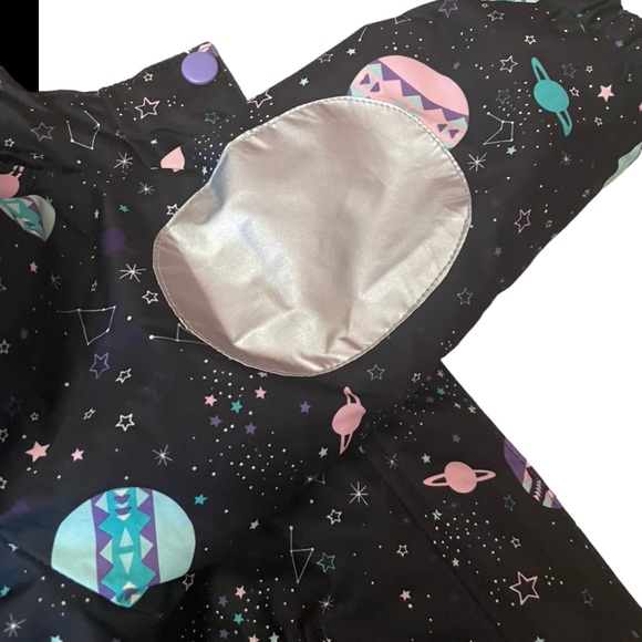 EUC Outer Space Hooded Fleece Lined Water Proof Puffer Snow Jacket Girl’s 4T - Picture 13 of 15